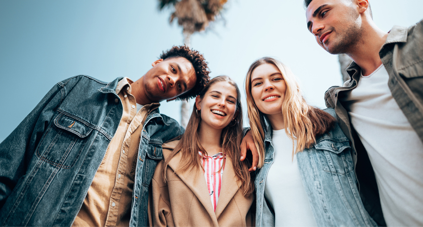 Group of Students Palm Tree Background