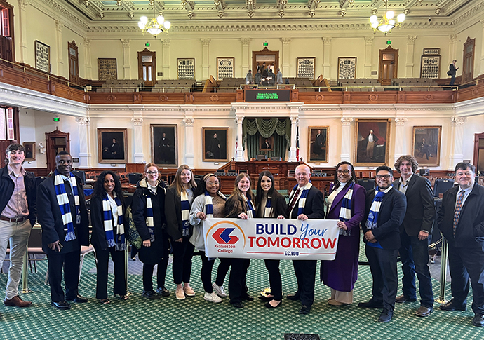 Galveston College students and administrators met with Texas Sen. Mayes Middleton and Texas Rep. Terri Leo-Wilson during Community College Day at the Capitol on Jan. 26, 2023.