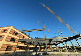 The first steel girders for Galveston College’s new Health Sciences Education Center were erected on Nov. 28, 2022.