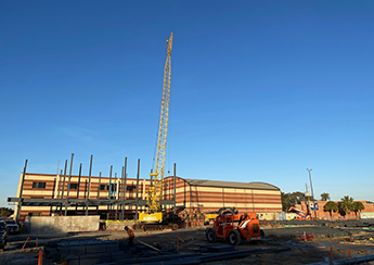 The first steel girders for Galveston College’s new Health Sciences Education Center were erected on Nov. 28, 2022.